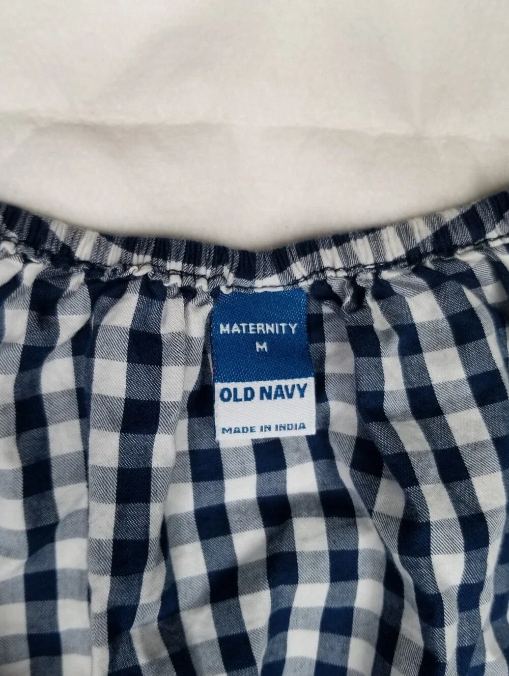 Old Navy Maternity Peplum Top Gingham Shirt Puff Sleeve Wmn's Size M 100% Cotton